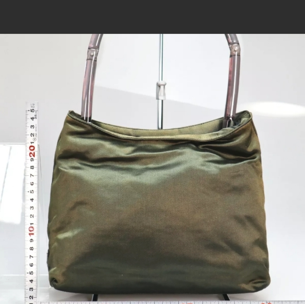 Prada "RARE" Fabric Bag with Acrylic Handle Olive/Khaki - Picture 2 of 8